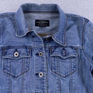 Vtg Ralph‎ Lauren Polo Jeans Denim Jacket Womens XS CROPPED FIT Stretch Trucker